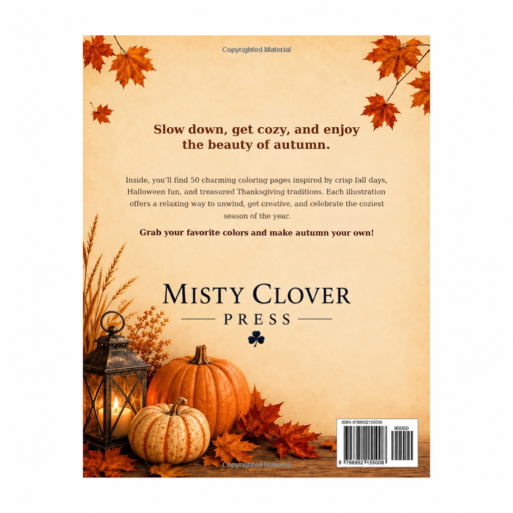 Cozy Autumn – Adult Coloring Book — back cover