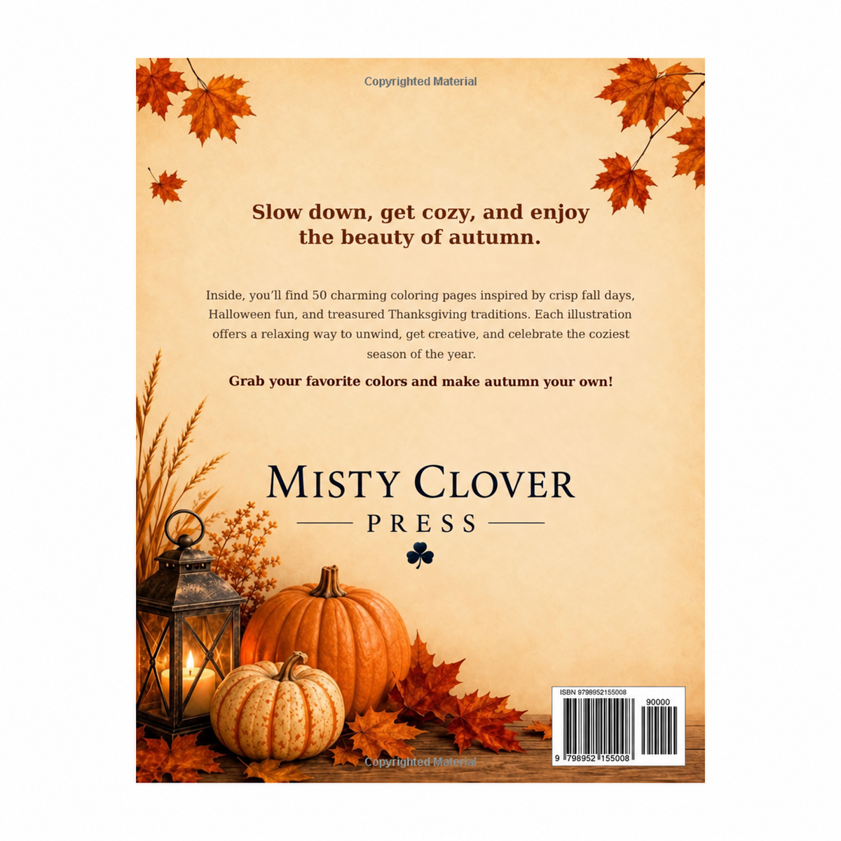 Cozy Autumn – Adult Coloring Book — back cover