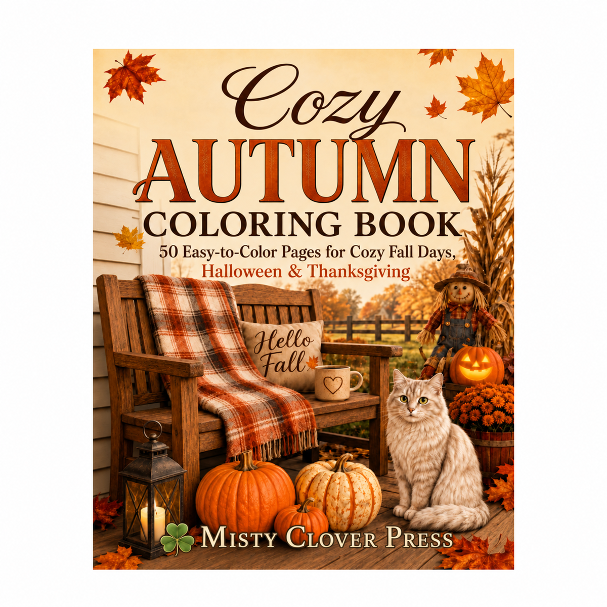 Cozy Autumn Coloring Book for Adults, Paperback — Misty Clover Press cover