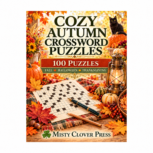 Cozy Autumn Crossword Puzzle Book (Paperback) — Misty Clover Press cover