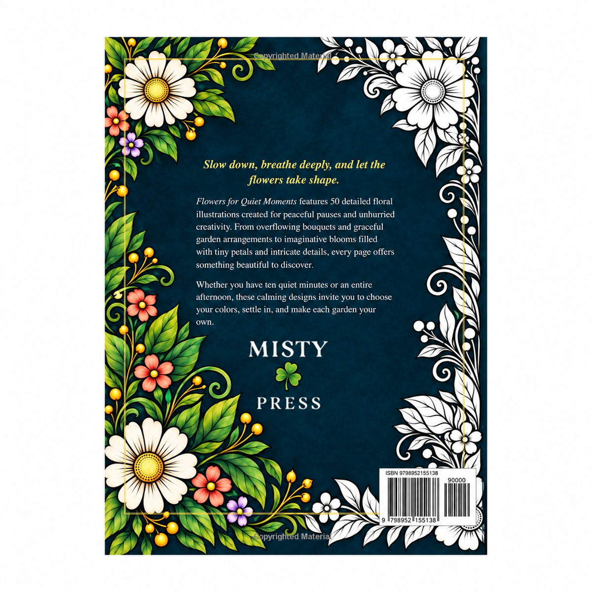 Flowers for Quiet Moments - Coloring Book — back cover