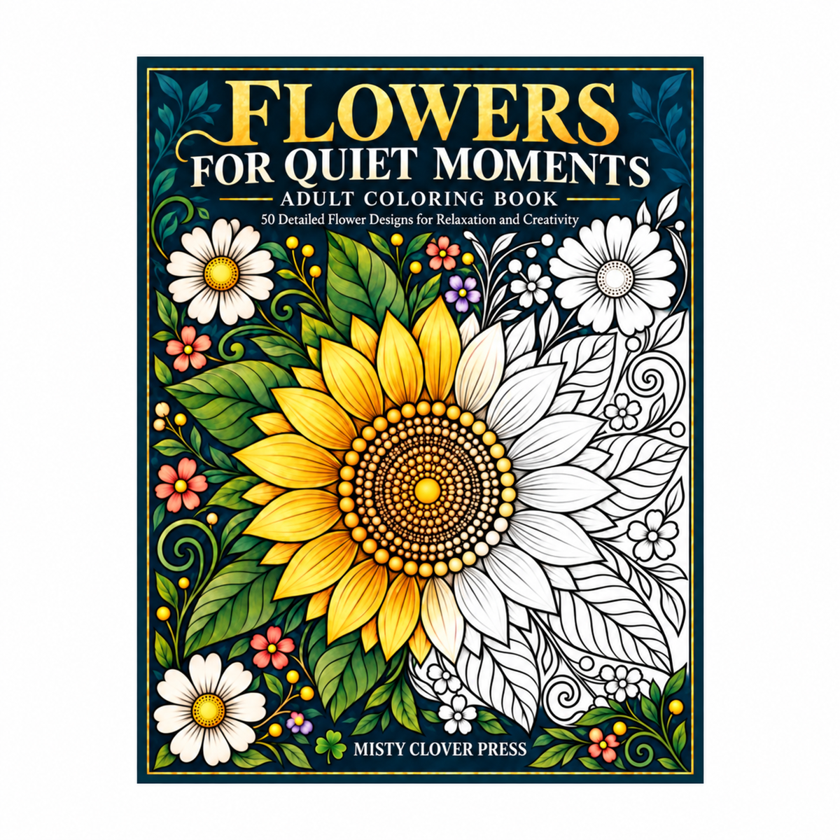 Flowers for Quiet Moments Coloring Book — Misty Clover Press cover